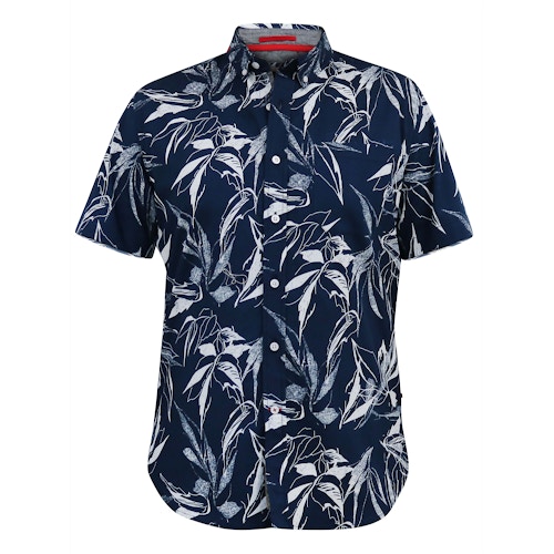 D555 Finley Hawaiian AOP S/S Button Down Collar Shirt Navy